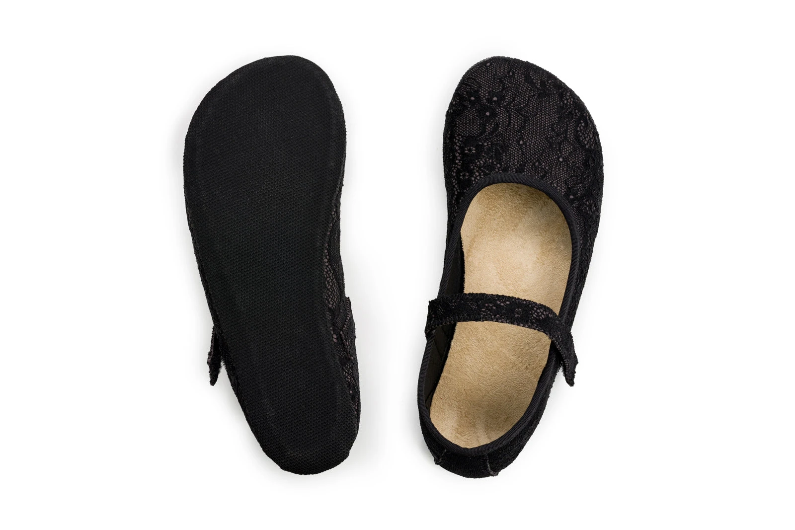 Балетки Ahinsa Ananda Ballet с кружевом с ремешком Barefoot — чёрный, фото 9