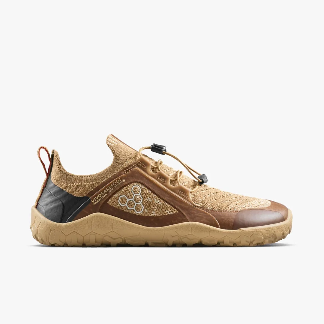 Кроссовки Vivobarefoot Primus Trail Knit FG Grounding — женская модель, песочно-жёлтый — фото 1 из 7