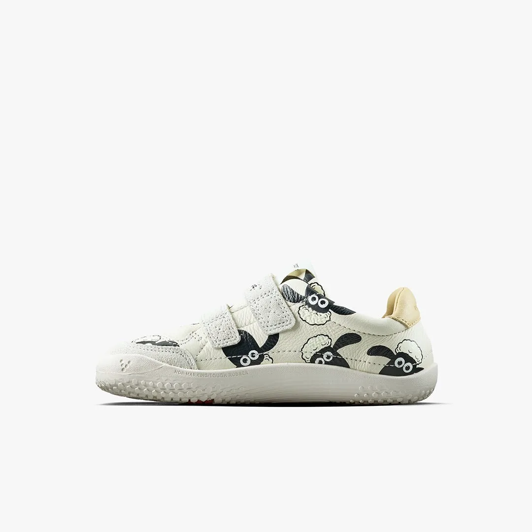 Кроссовки Vivobarefoot Gobi Sneaker — детская модель, белый с принтом «Барашек Шон», фото 3