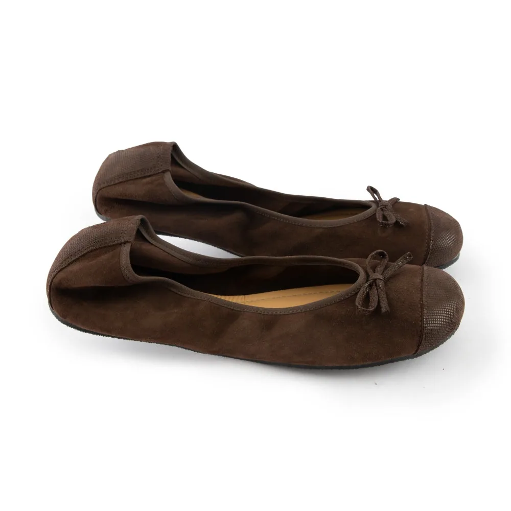Женские балетки ZAQQ TWIST Velours Brown (коричневый цвет) — фото 1 из 4