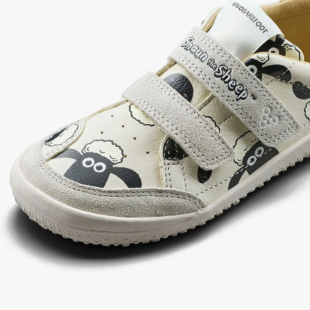 Кроссовки Vivobarefoot Gobi Sneaker — детская модель, белый с принтом «Барашек Шон», фото 6