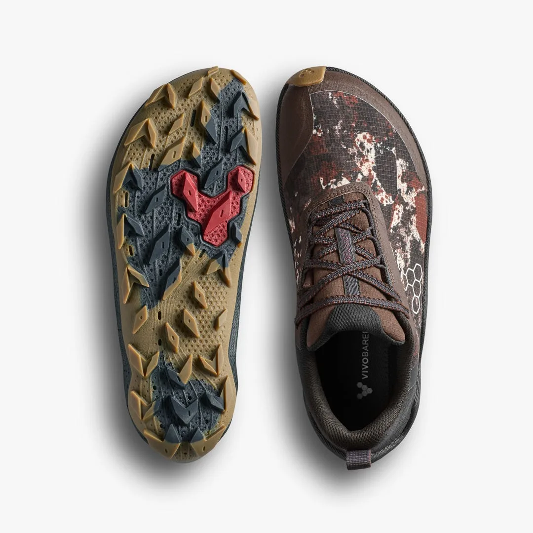 Кроссовки Vivobarefoot Primus Trail Flow Waterproof — мужская модель, серо-коричневый с узором, фото 2