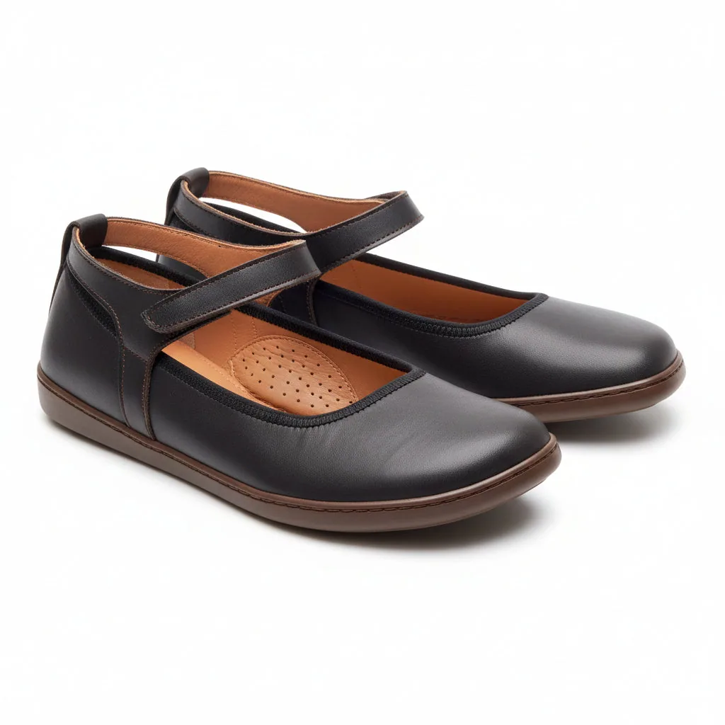 Женские балетки ZAQQ BANQET Nappa Dark Brown (тёмно-коричневый цвет) — фото 1 из 10