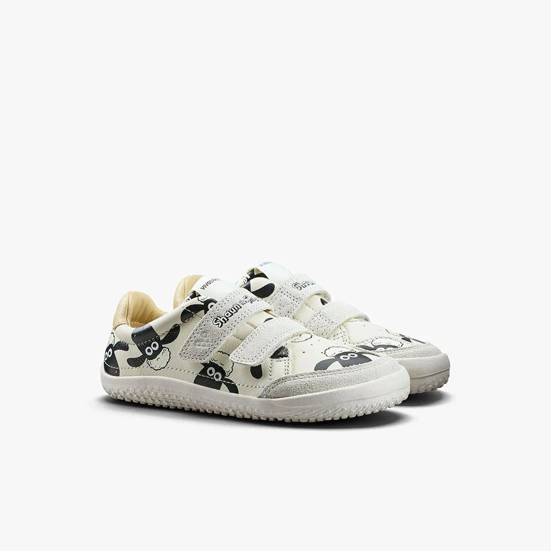 Кроссовки Vivobarefoot Gobi Sneaker — детская модель, белый с принтом «Барашек Шон», фото 4